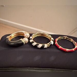 Elegant Black and White Bangle Set and a red bangle
